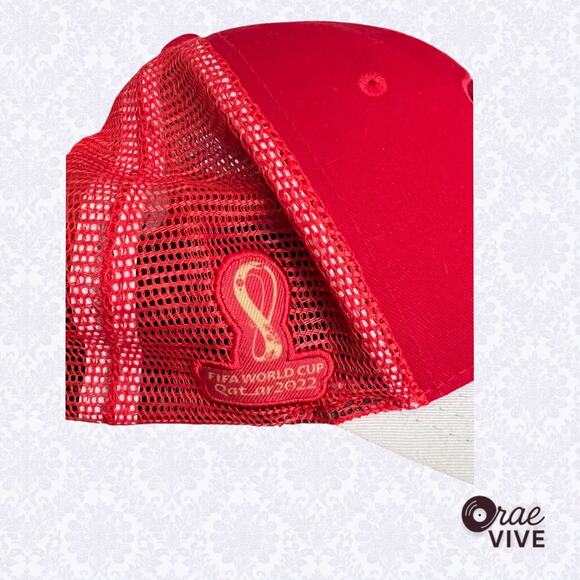 2022 FIFA World Cup Morocco Hat – Official Qatar Trucker Cap Red/White Mesh - Picture 2 of 5